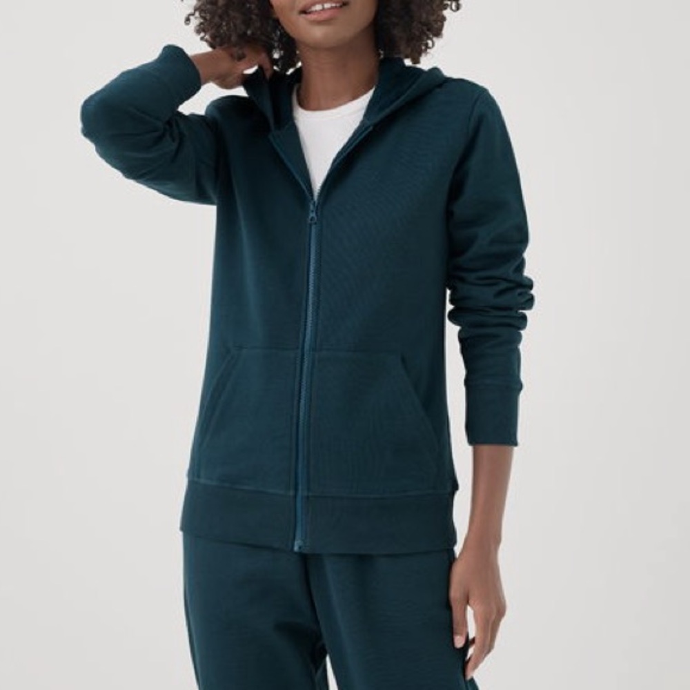 Pact Cloud Brushed Fleece Zip Hoodie Celestial Teal size M